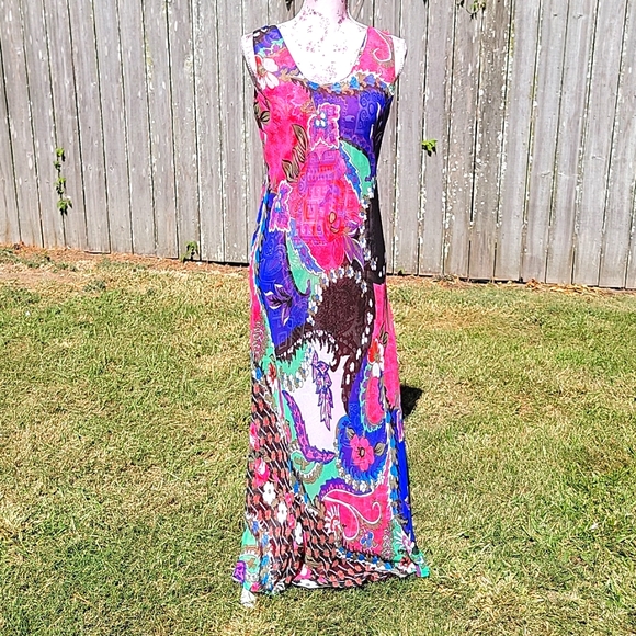 Ash & Sara | Reversible Floral and Paisley Print Flowy Chiffon Dress - Picture 3 of 11